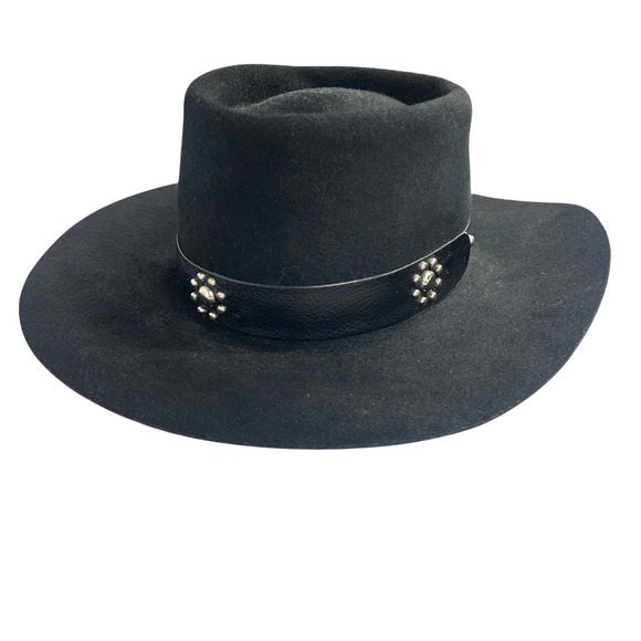 Dorfman Pacific Other - Dorfman Pacific Dakota 100% Wool Cowboy Hat 7 1/4 Black Studded Western Goth